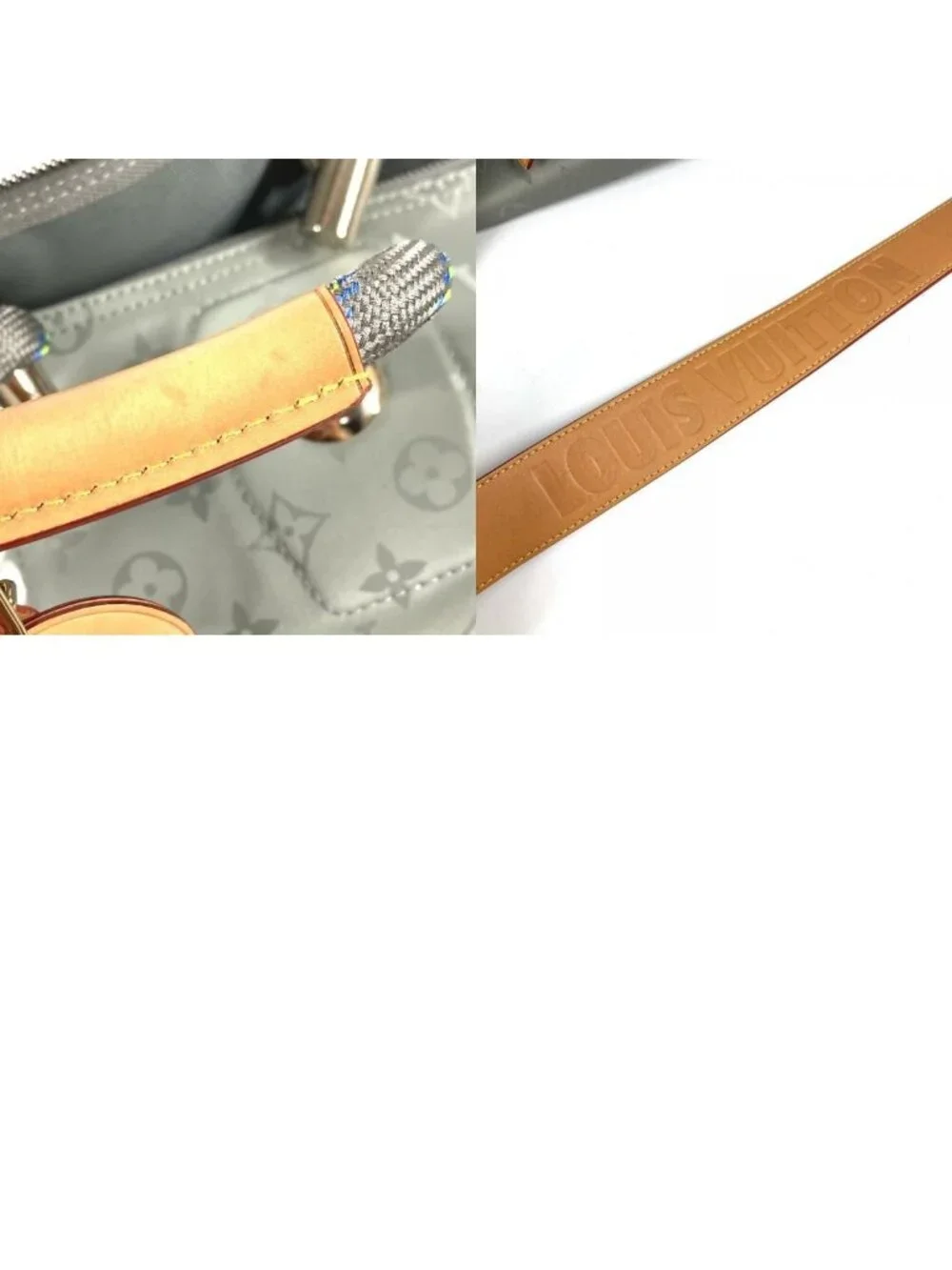 Louis Vuitton Boston Bag Keepall Bandouliere 50 Leather Canvas Gray